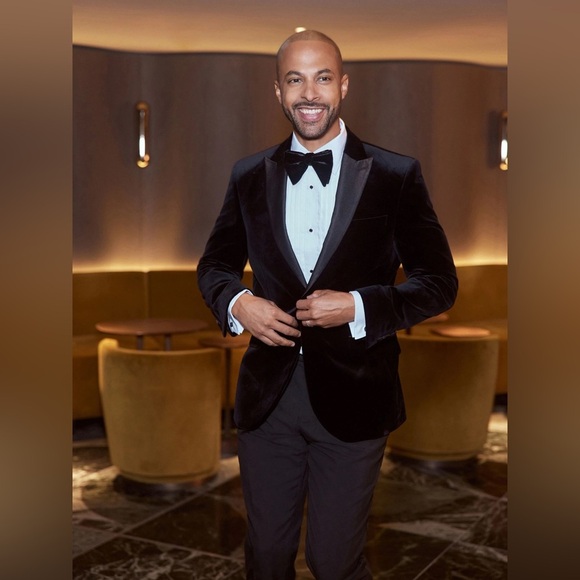 Vitali black velvet blazer suit jacket